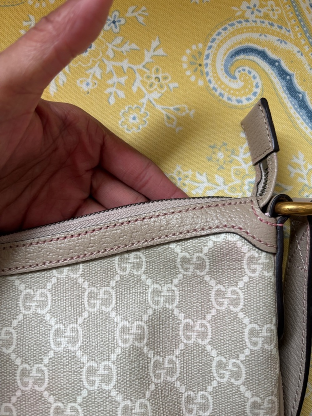 Gucci Beige GG Canvas Ophidia Half Moon  Bag with Green and Red Web - Picture 13 of 17